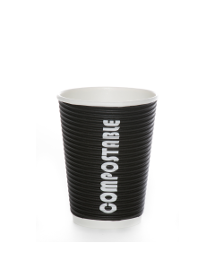 Ripple Wall Compostable 12oz Black Cup - 500 Count