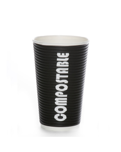 Ripple Wall Compostable 16oz Black Cup - 500 Count