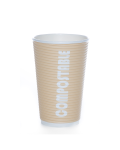Ripple Wall Compostable 16oz Tan Cup - 500 Count