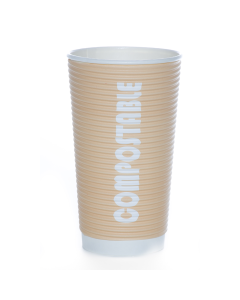 Ripple Wall Compostable 20oz Tan Cup - 500 Count