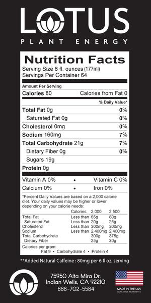 Red Lotus Energy Concentrate Nutrition Info
